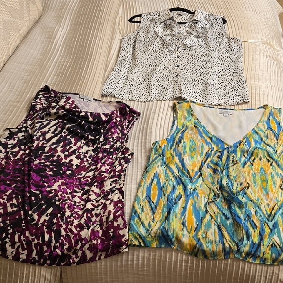 Tahari Women's Blouse Set - Black, Purple, Yellow - Picture 1 of 16